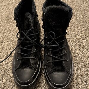 Converse Women's Black Fur-Lined Combat Boots